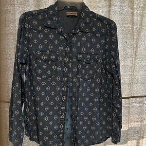 Magellan light Navy Floral Button Down Shirt women’s shirt size large